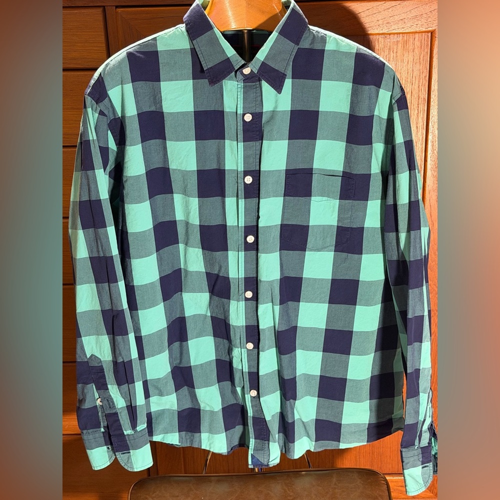 UNTUCKit Men's Plaid Button-Down Shirt - Teal & Navy
